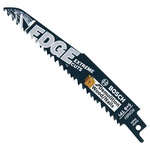 Bosch RPRAP6 five-piece set of 6-inch reciprocating saw blades with 6/12 teeth per inch, designed for cutting wood and nails, featuring a blue color.