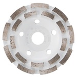 Bosch DC518 5-inch double row segmented diamond cup wheel, designed for grinding and smoothing concrete surfaces.
