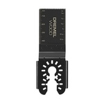 Dremel 1-5/8 inch bi-metal universal flush cut blade, designed for cutting both wood and metal materials with precision.