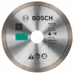 Bosch DB543S 5-inch standard continuous rim diamond blade, designed for clean cuts in a variety of materials, including tile and stone.