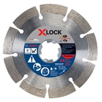 Bosch DBX4541P 4-1/2 inch X-LOCK premium segmented diamond blade, designed for cutting hard materials such as concrete and masonry.