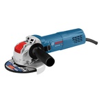 Bosch GWX10-45DE 4-1/2 inch X-LOCK ergonomic angle grinder featuring a no lock-on paddle switch, designed for comfortable handling and efficient grinding.