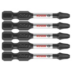 Bosch ITP2R2205 5-pack of 2-inch Phillips/Square #2 impact tough screwdriving power bits, designed for durability and efficiency in high-torque applications.