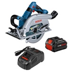 Bosch GKS18V-26LB14 PROFACTOR 18V blade-left 7-1/4 inch circular saw kit, featuring one CORE18V 8 Ah high power battery, designed for precision cutting in various materials.