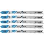 Bosch 3-5/8 inch T-shank jig saw blades, 17-24 teeth per inch, designed for cutting metal, available in a 5-pack.