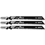 Bosch® 4-inch T-shank jig saw blade with 8 teeth per inch, designed for efficient wood cutting.